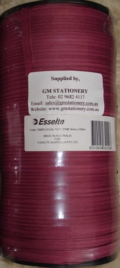 Esselte 39009 Pink Legal Tape 9mm x 500M Roll.